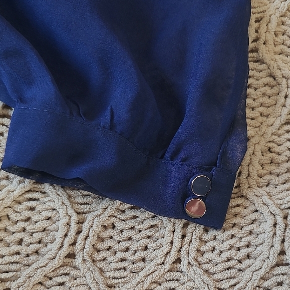 Diane Von Furstenberg Navy Silk Fleurette Caftan Dress - Size 4 - Picture 6 of 12